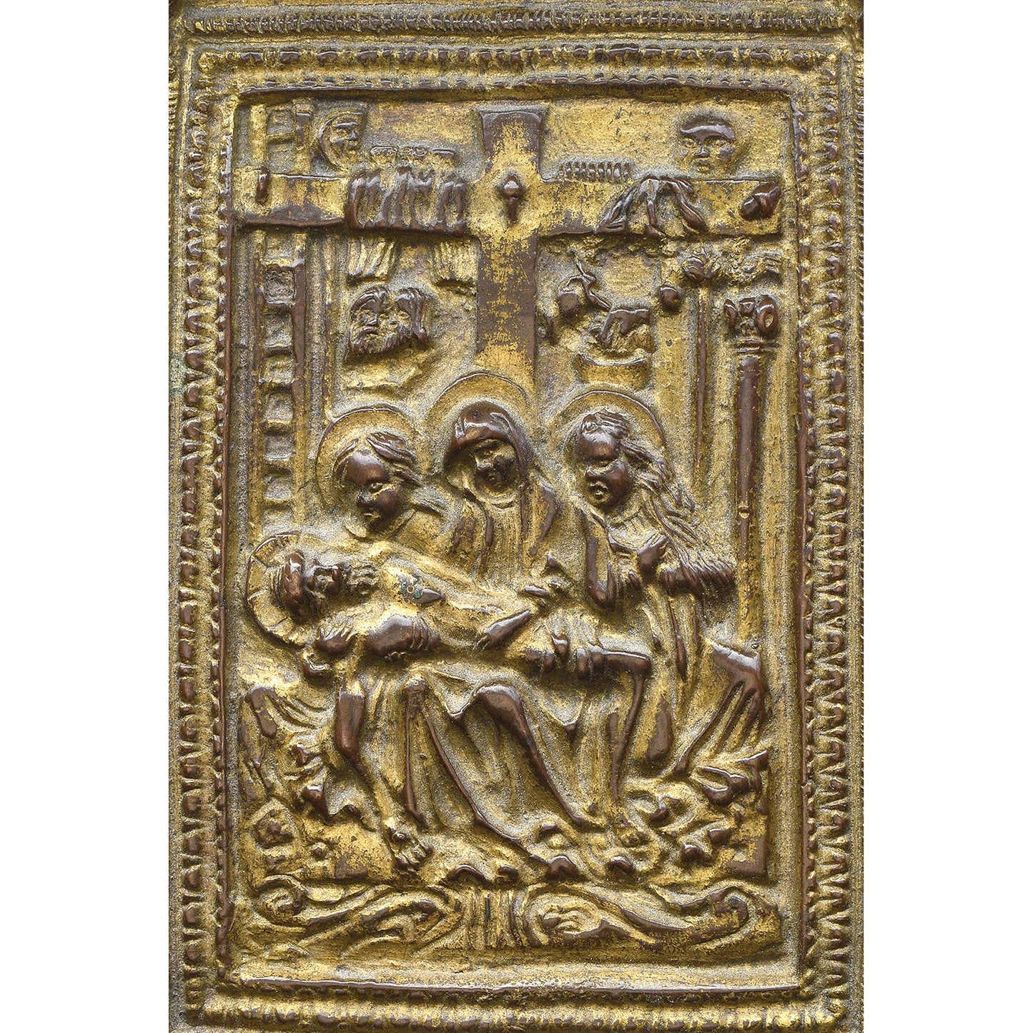 Haute Epoque XV siecle baiser de paix bronze gilt antique religious devotional object