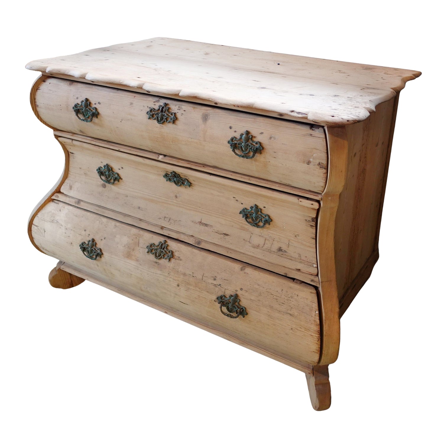 Antique Stripped Finish Dutch Serpentine Commode