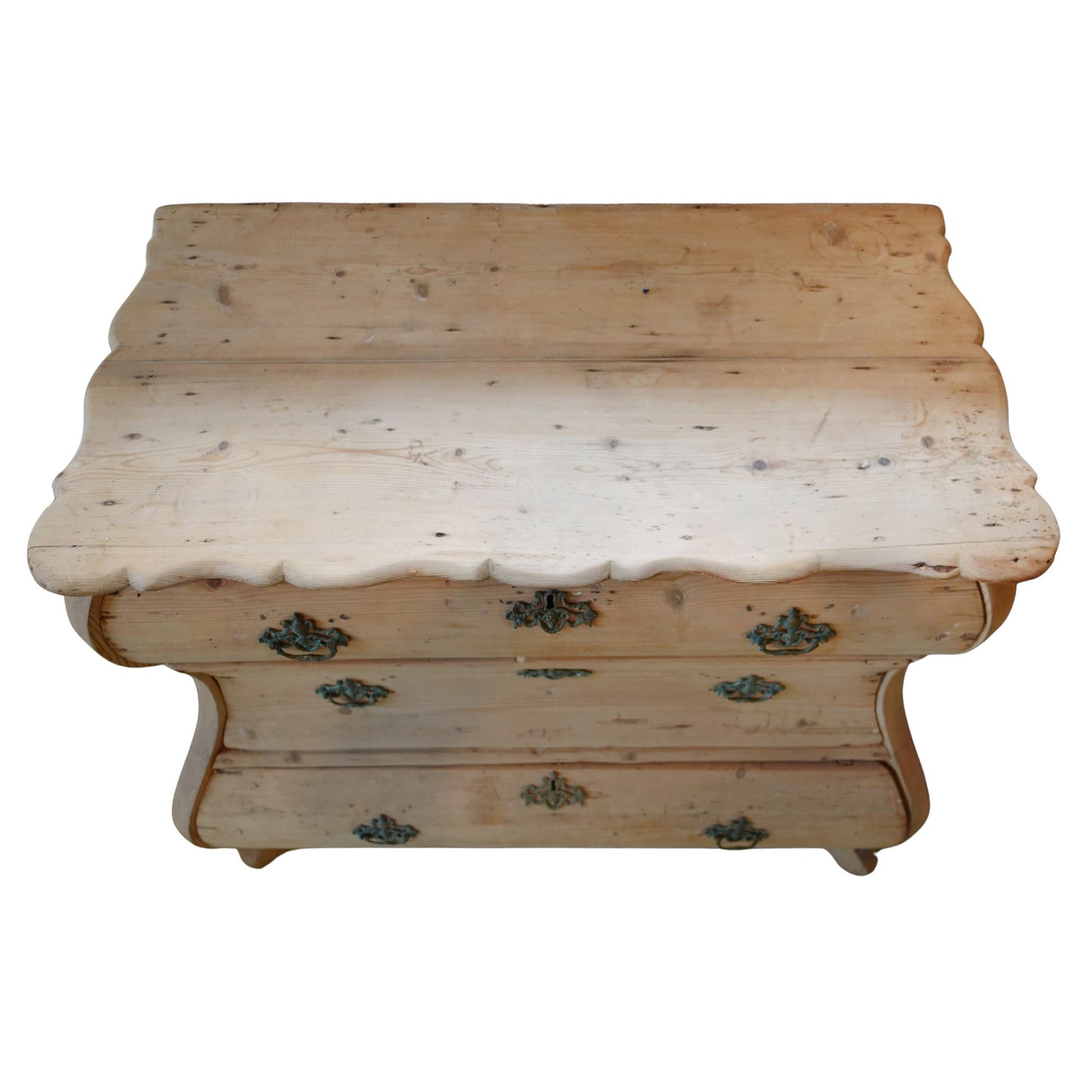 19th century Antique Stripped Finish Dutch Serpentine Commode