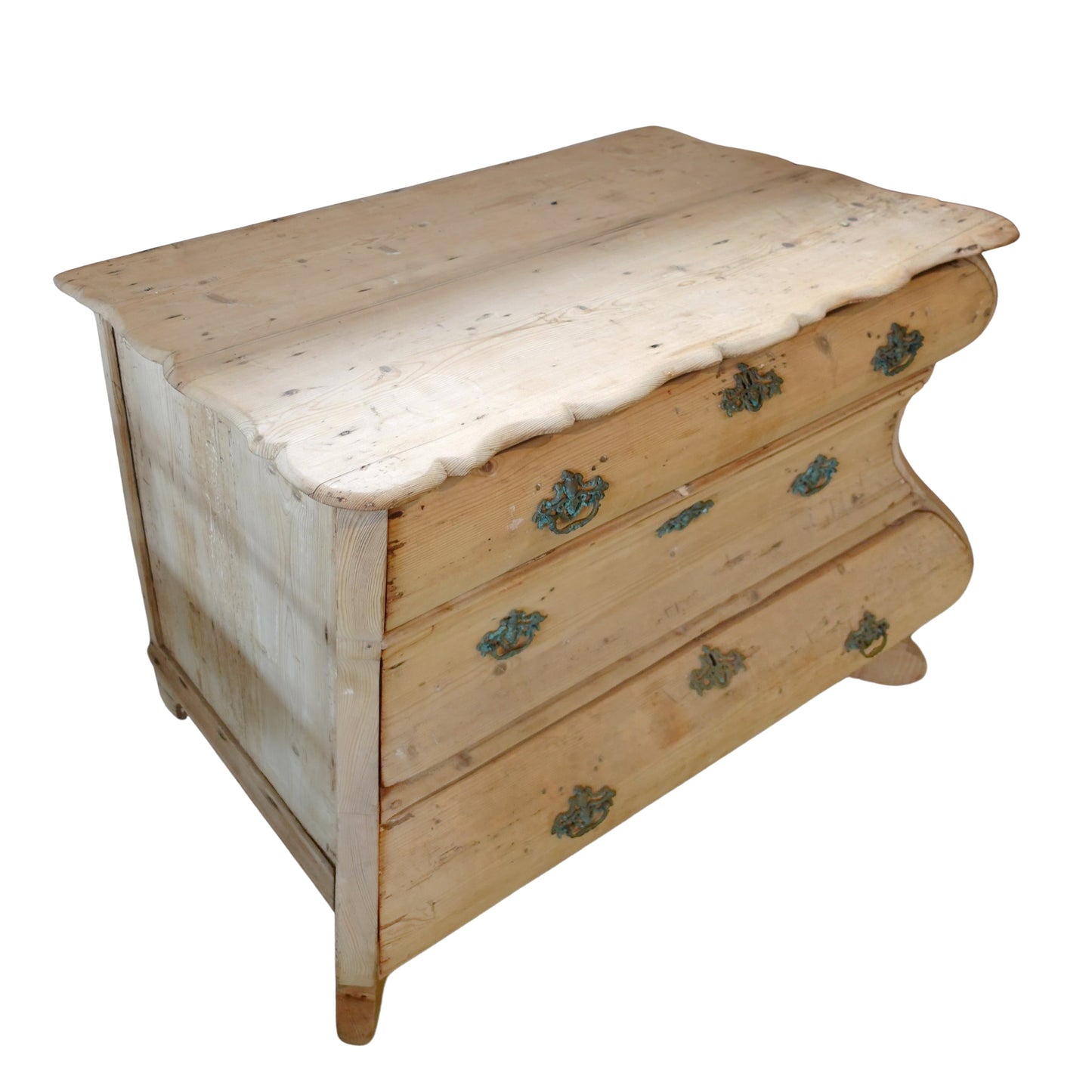 19th century Antique Stripped Finish Dutch Serpentine Commode
