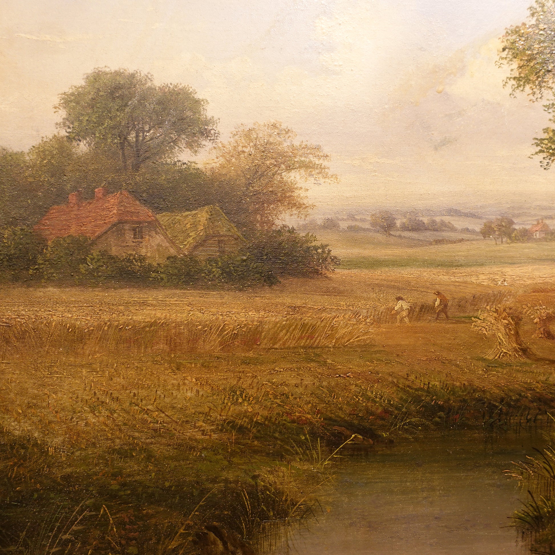 A Delightful 19th century Dutch Harvest Landscape Oil Painting