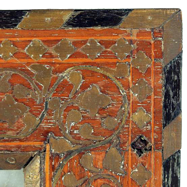 Antique 19th century Inlaid Brass and Wood Framed Mirror