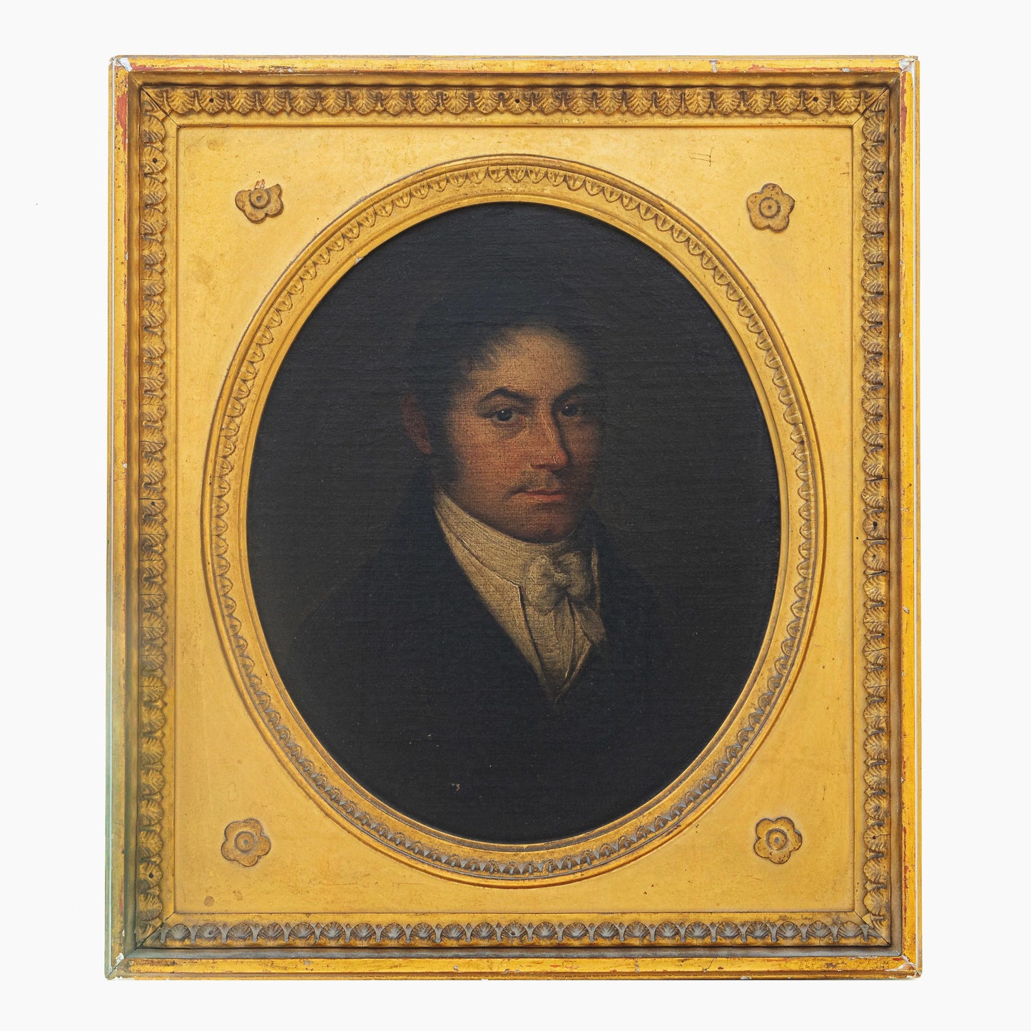 Early 19th Century European Oil Portrait Painting of a Gentleman in Period Frame