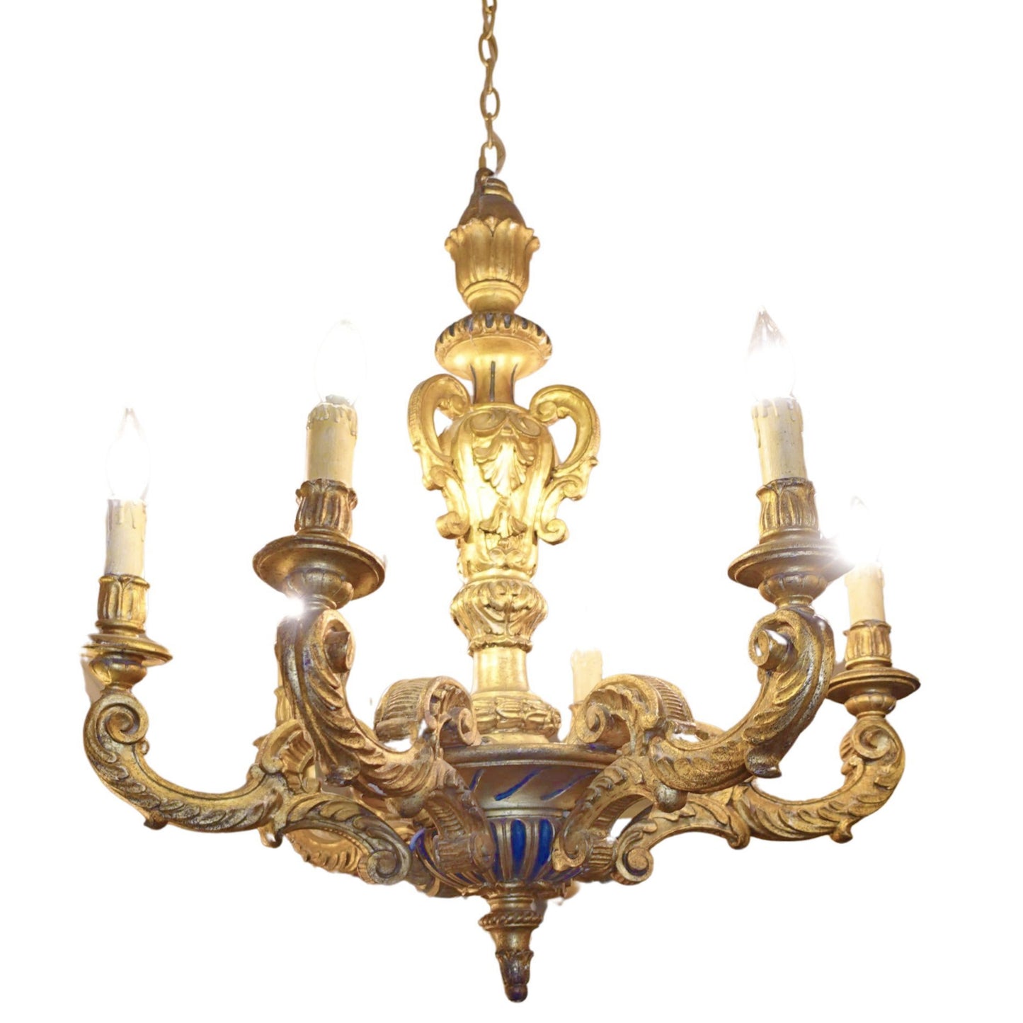 Antique giltwood Italian Chandelier for sale with shipping in America
