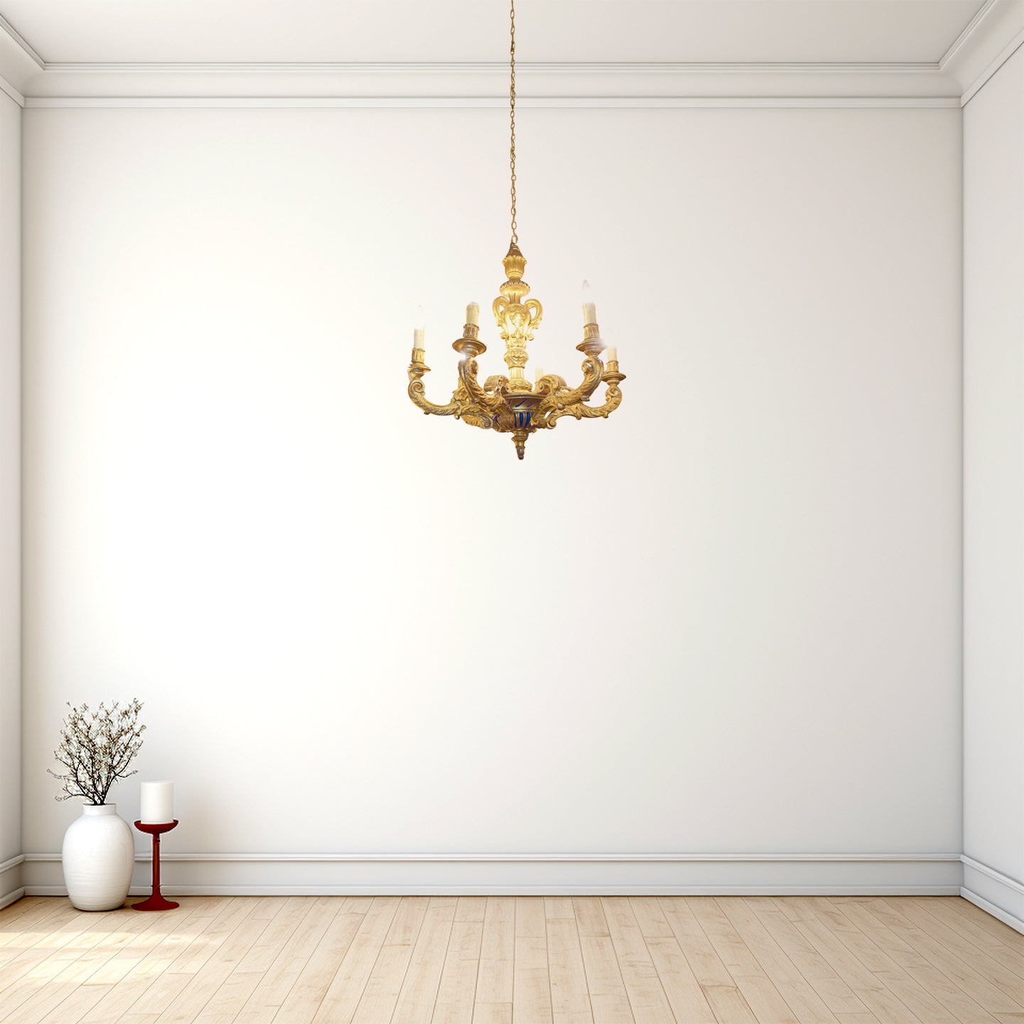 Antique giltwood Italian Chandelier for sale with shipping in America