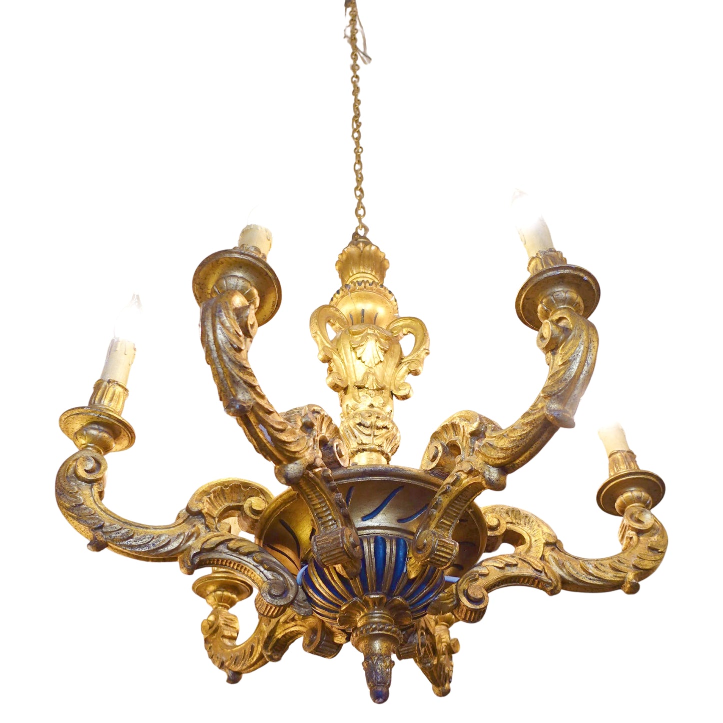 Antique giltwood Italian Chandelier for sale with shipping in America
