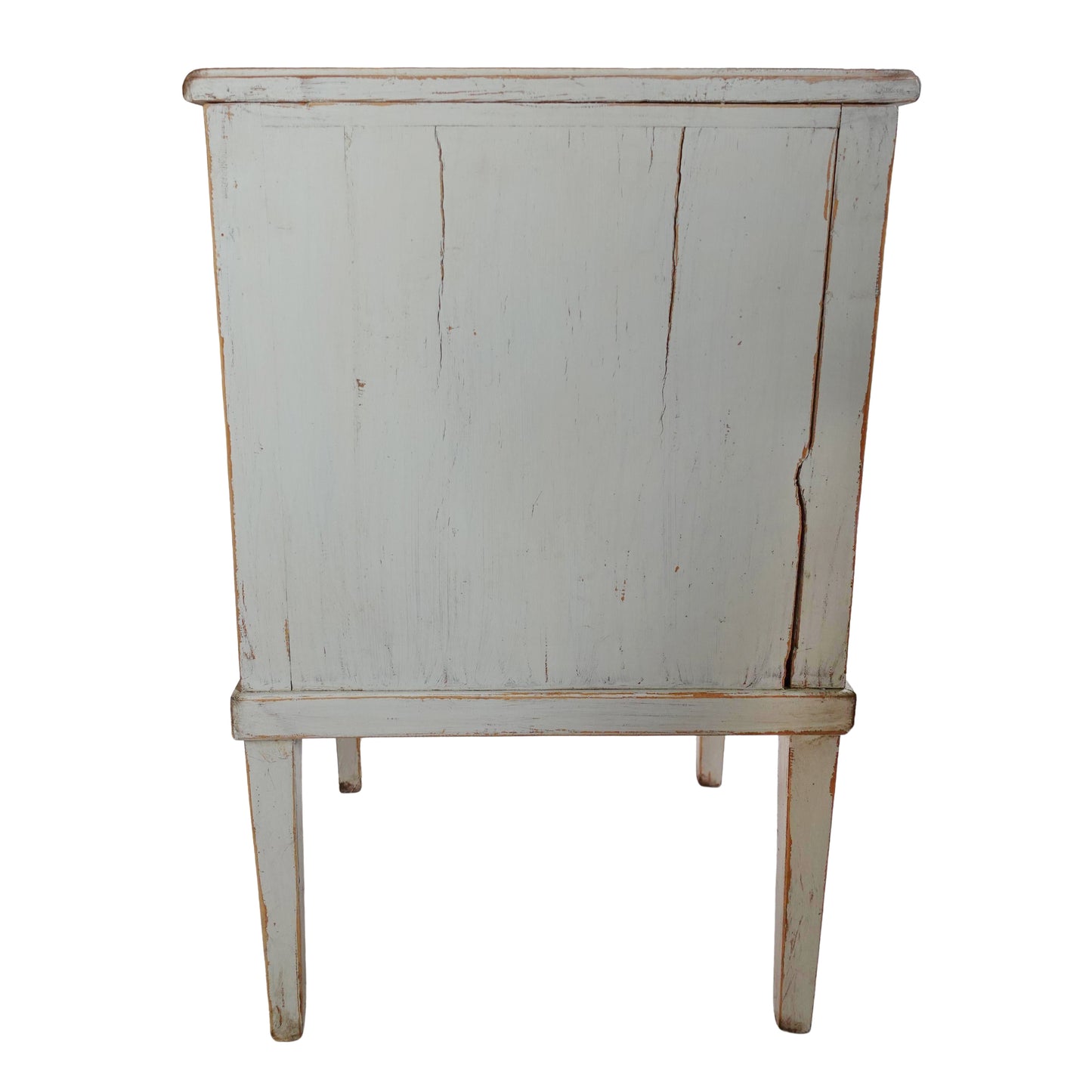 Antique Gustavian Side Table with Distressed Grey-Blue Lime-Washed Finish