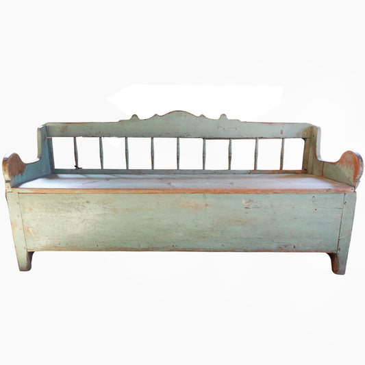Antique early 19th century Swedish Farmhouse Folk Art Bench