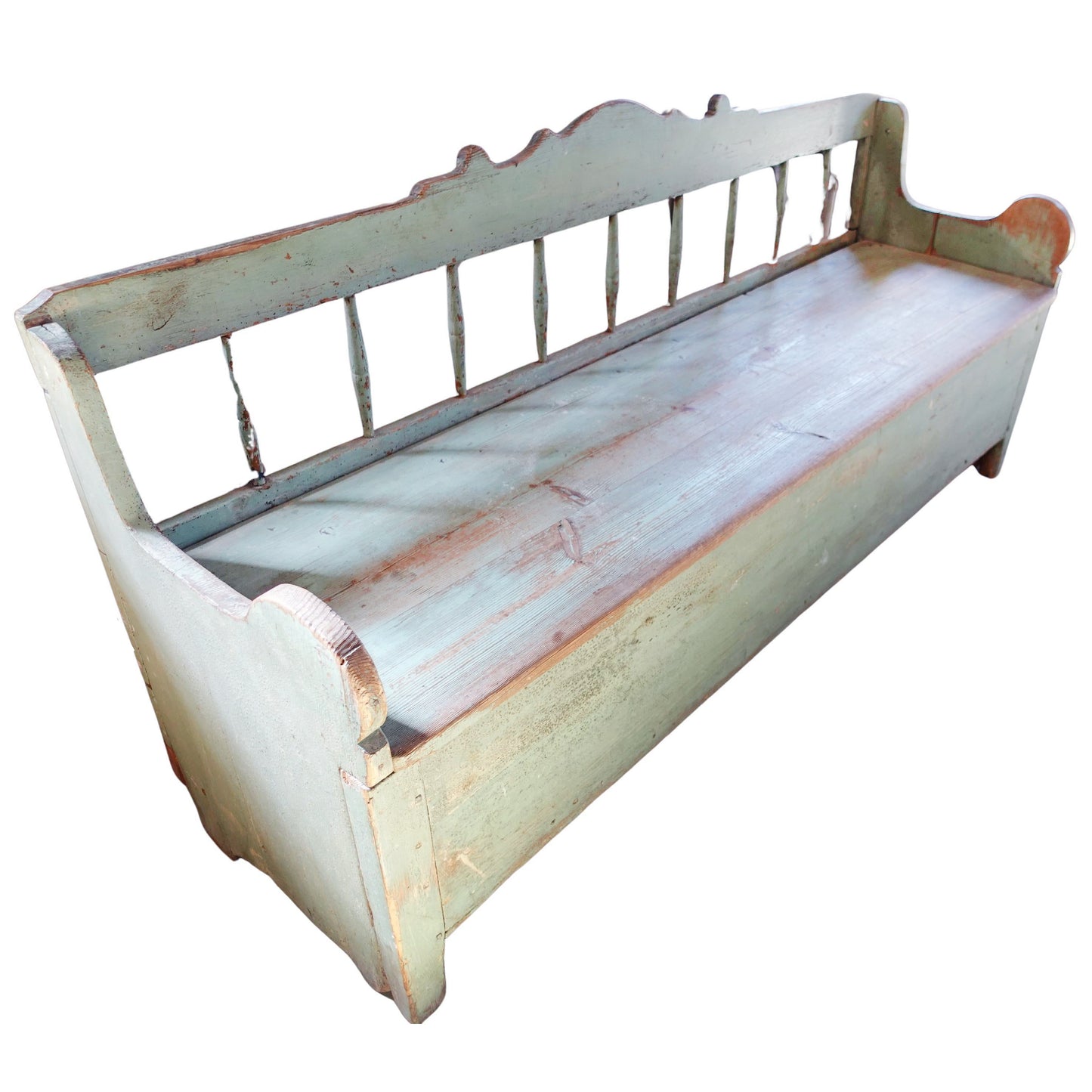 Antique early 19th century Swedish Farmhouse Folk Art Bench