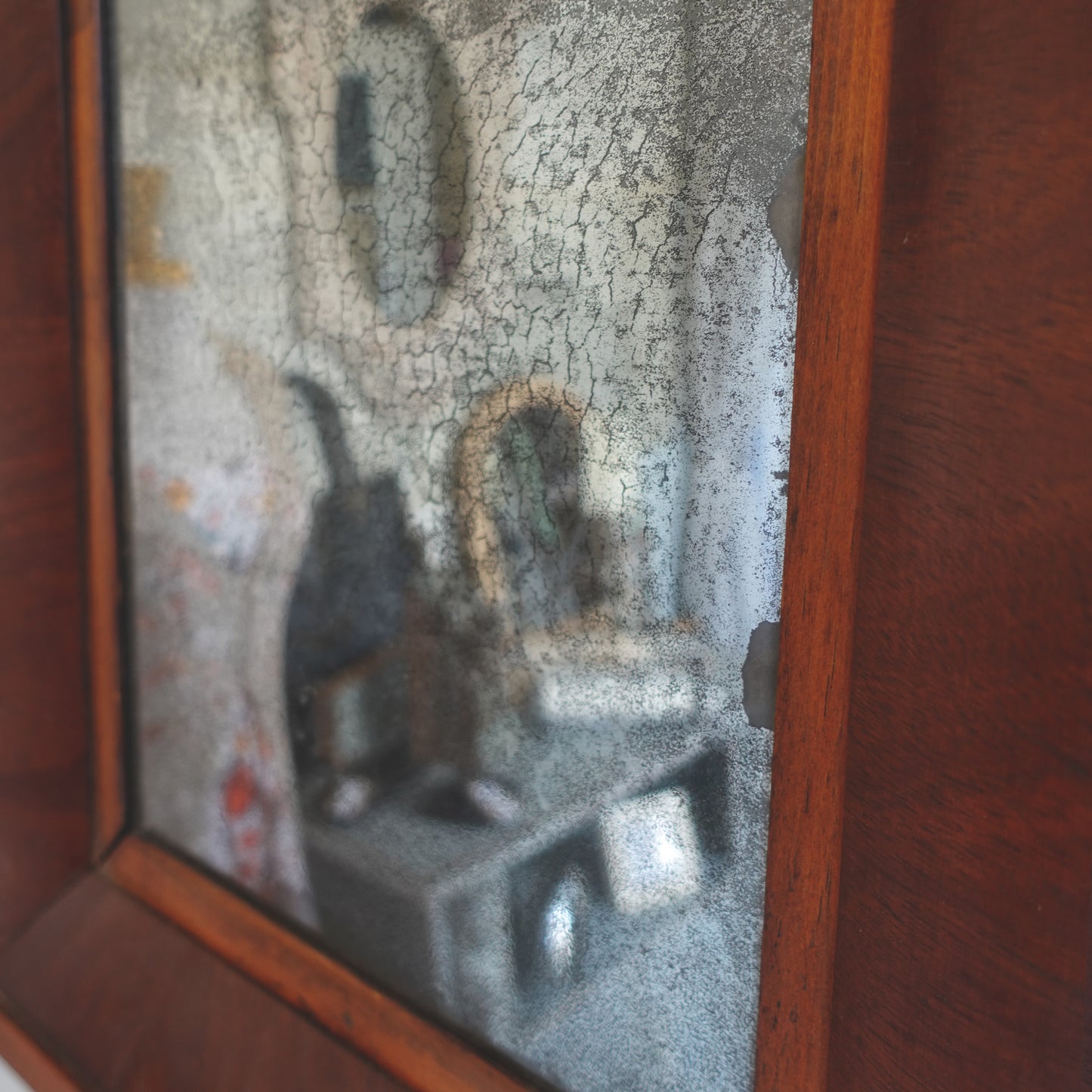 distressed vintage antique mirror with crazing and spotting