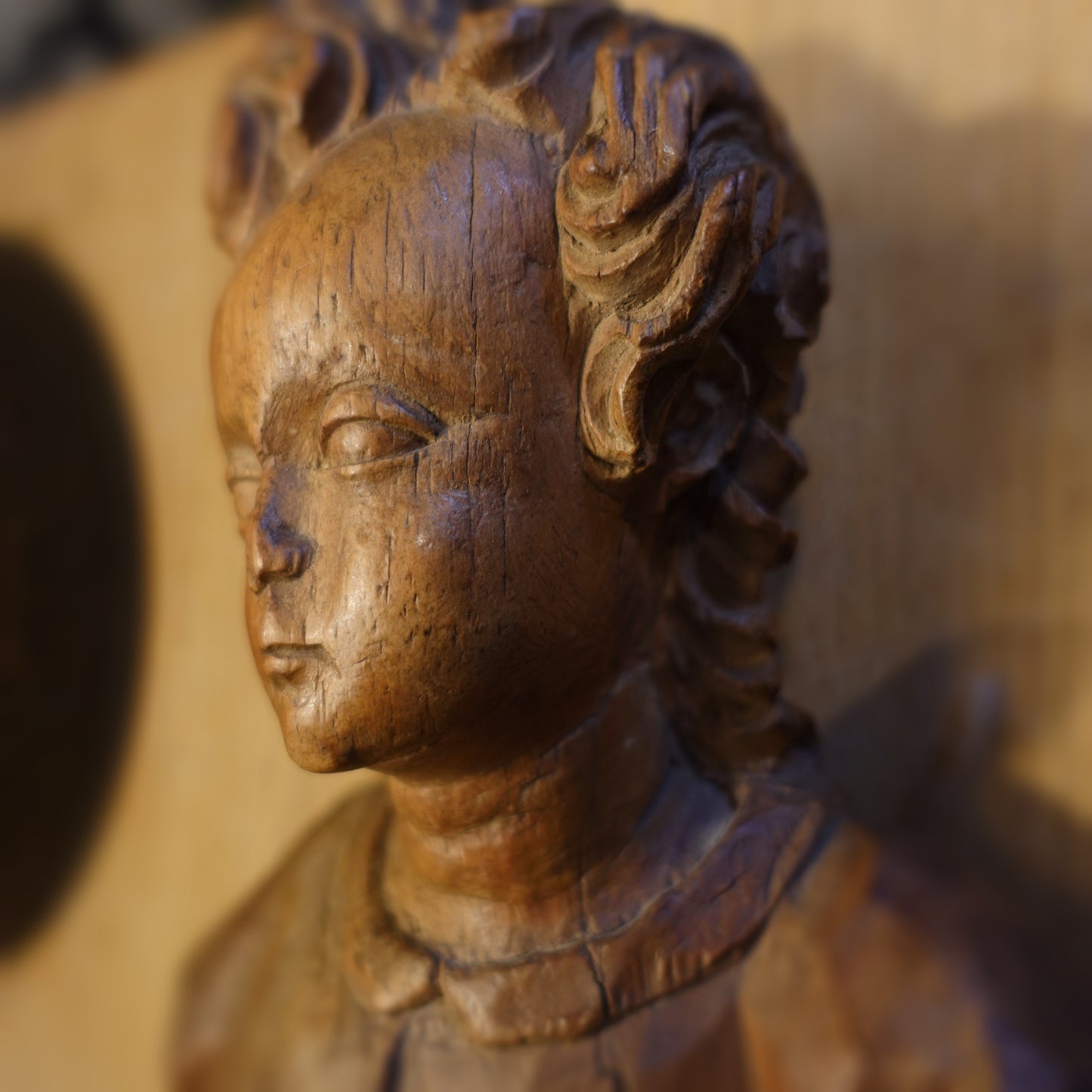 Baroque Period Bohemian Wooden Angel Sculpture Fragment