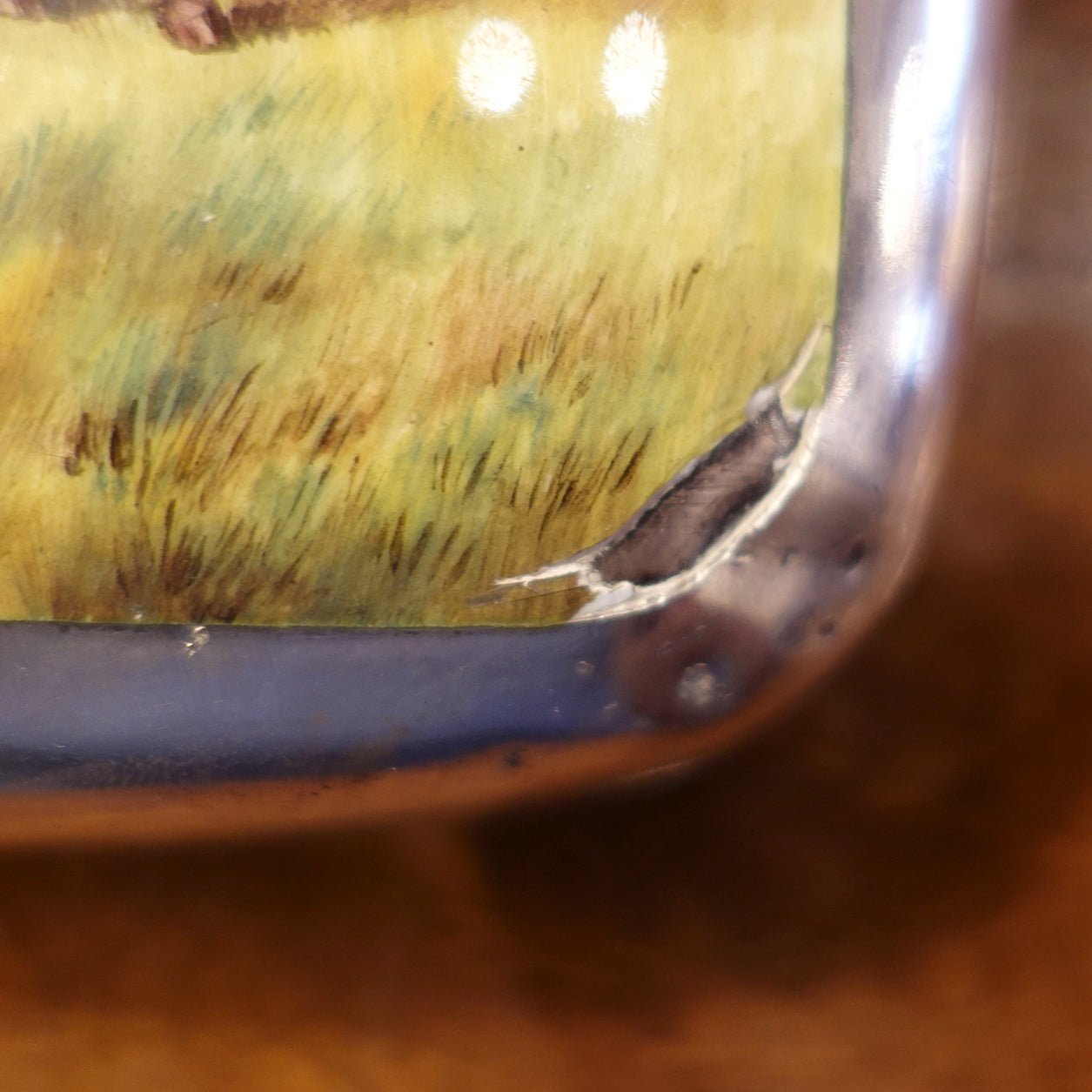 Early 20th century English Enamel Equestrian Silver Flask