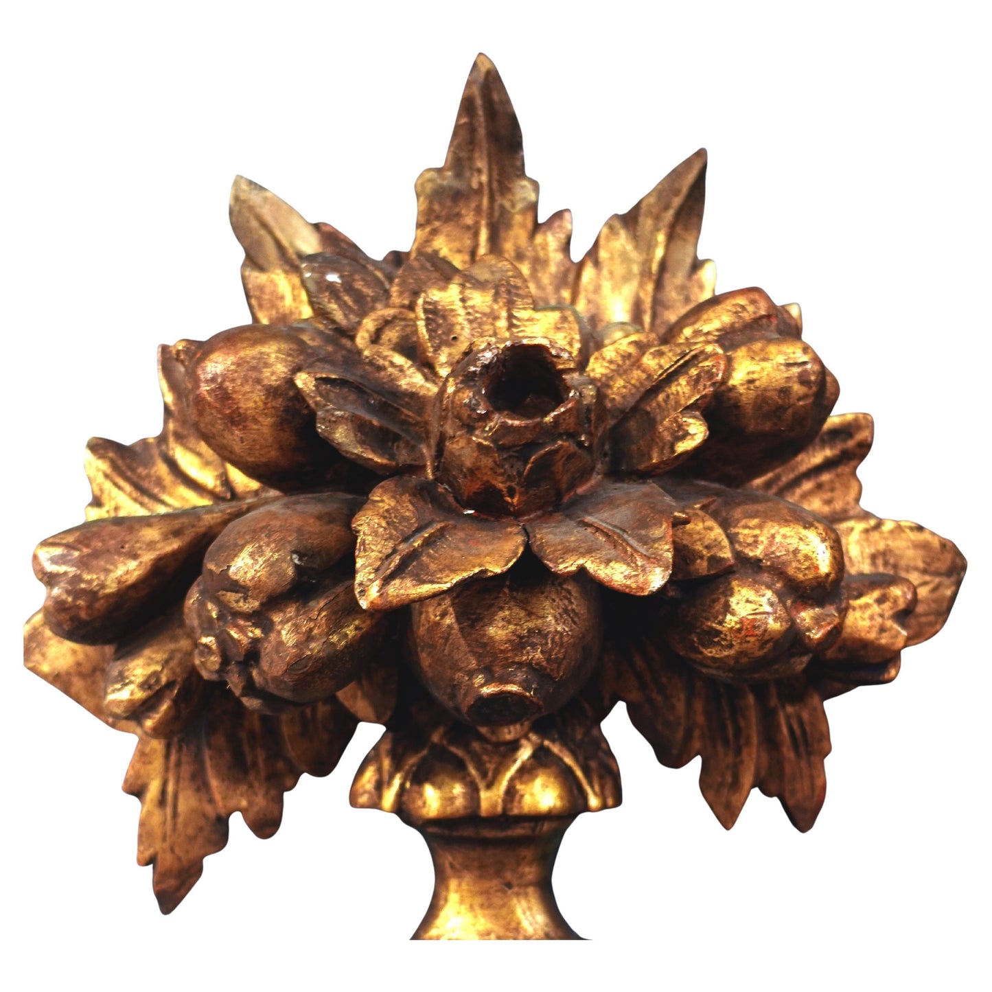 Pair of Hand Carved Two-Tiered early 20th century Italian Florentine Giltwood 4-light Wall Sconces