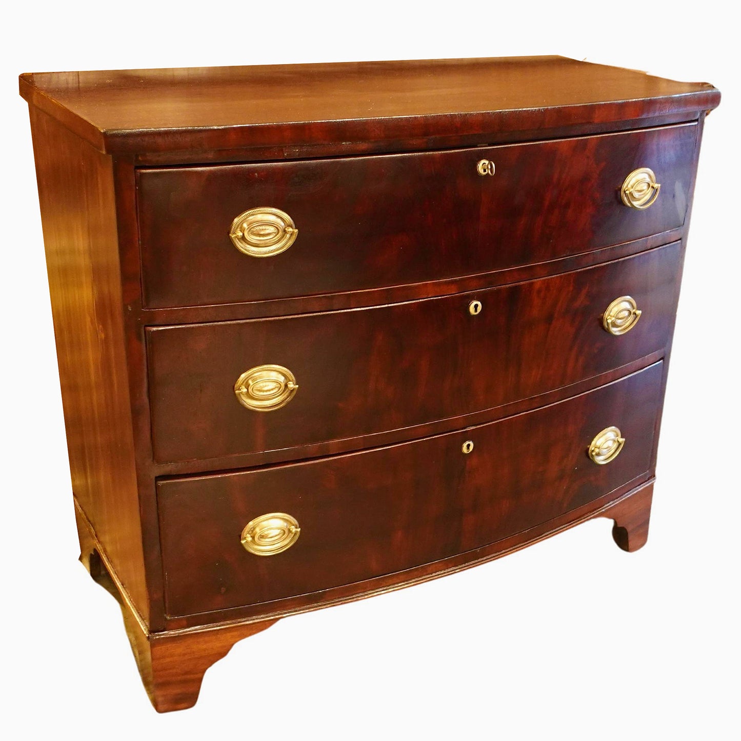 Massachusetts Mahogany Regency Bow Front Dresser