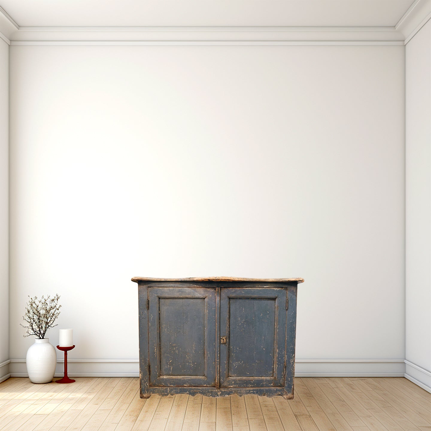 Pair of Late 18th century Cerulean Blue painted Italian Cupboards