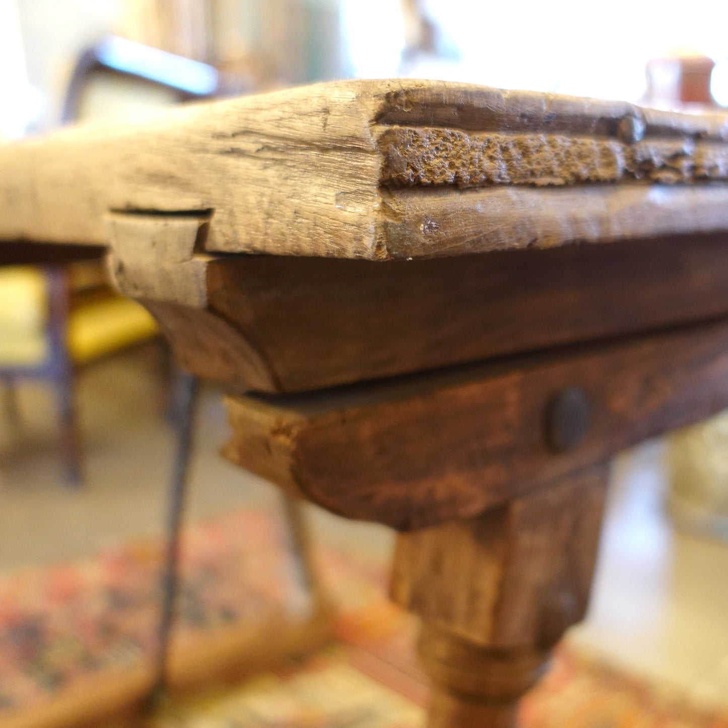Baroque Wood and Iron Spanish Folding Traveling Table
