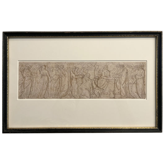 Framed 18th century Classical drawing by Louis-Félix de la Rue