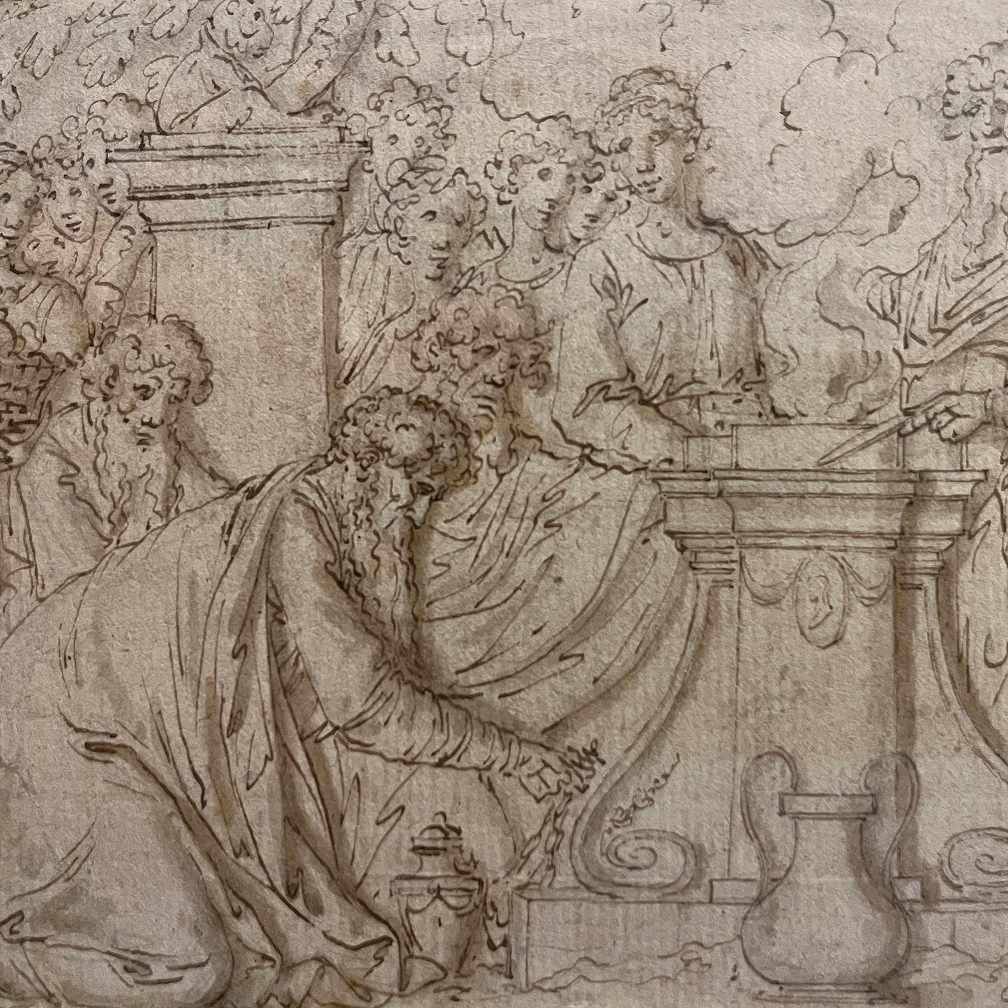Framed 18th century Classical drawing by Louis-Félix de la Rue