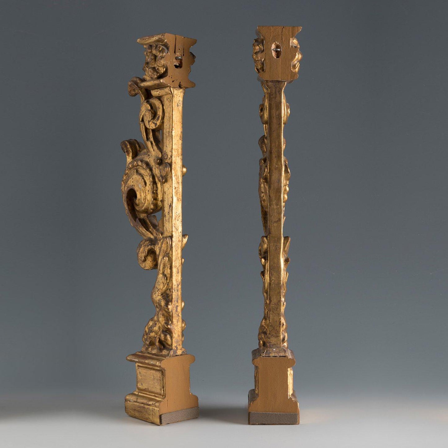 Pair of antique Late 17th Century Giltwood Spanish Altarpiece Elements available in Washington DC area