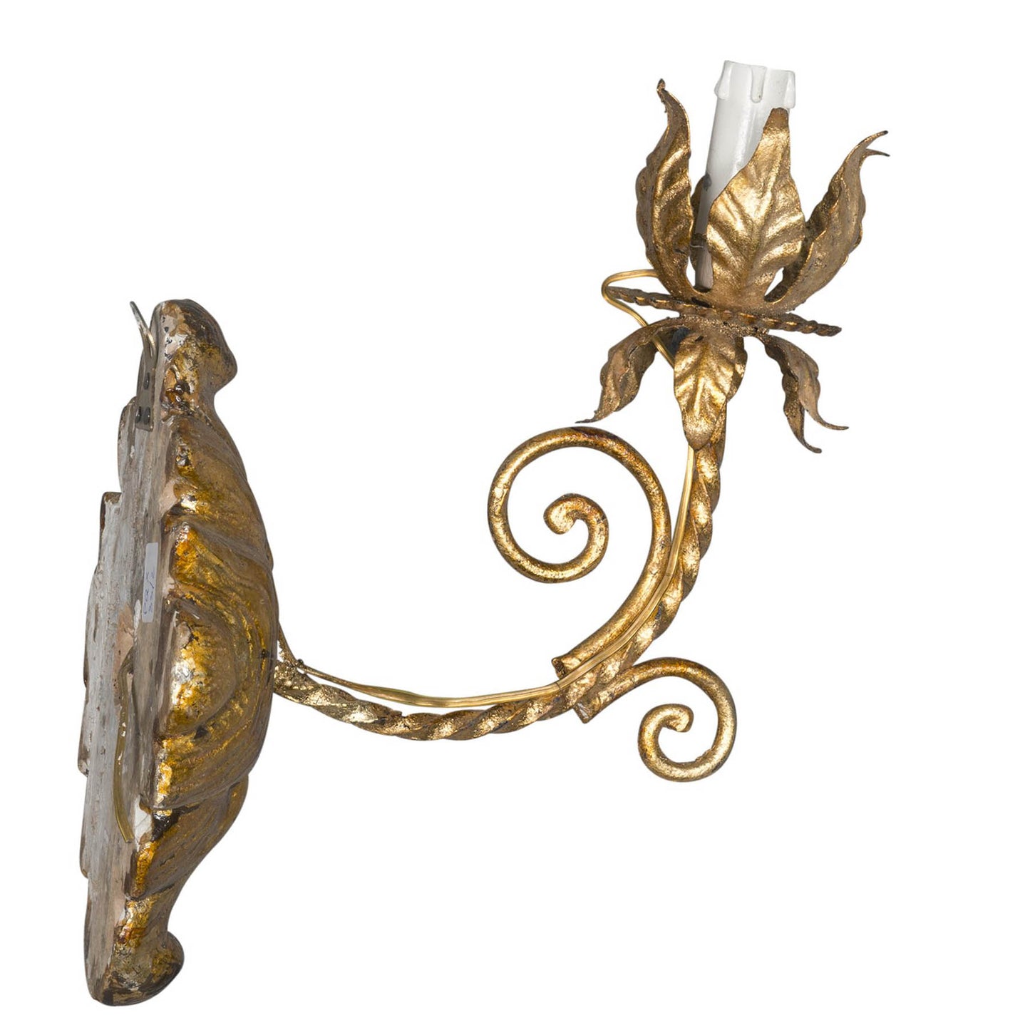 A pair of late 19th century Italian gilt wood and iron Wall Sconces