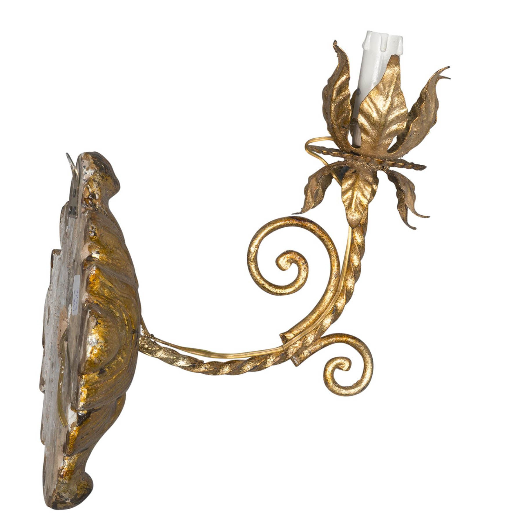 A pair of late 19th century Italian gilt wood and iron Wall Sconces