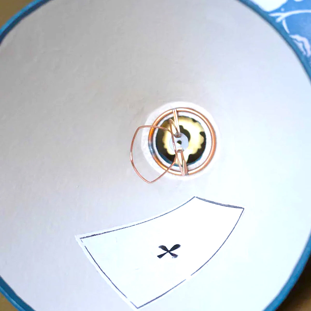 Pair of Conical Papier Mace Lampshades by Antoinette Poisson - Boutonnière Pattern in Light Blue