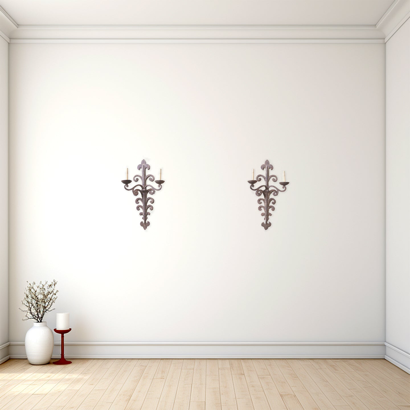 Pair of 18th century Wrought Iron European French Italian Spanish Wall Sconces for a Wine Cellar