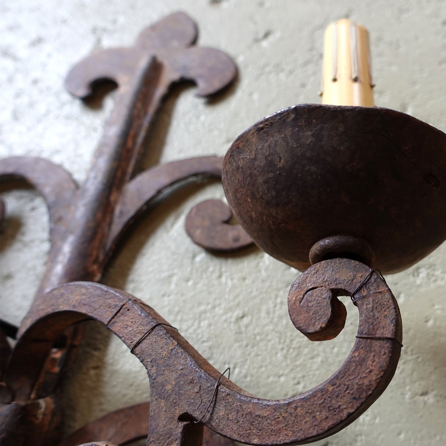 Pair of 18th century Wrought Iron European French Italian Spanish Wall Sconces for a Wine Cellar