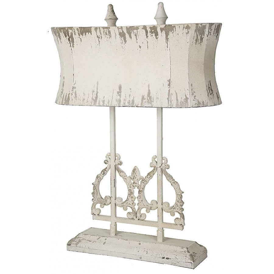 Provence Home - Metal table lamp with distressed cream finish - QJ1304