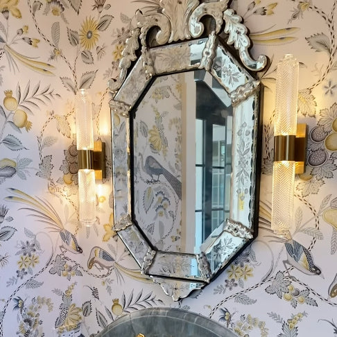 Venetian Glass Mirror incorporated with Powder Room Project by Cheri Etchelecu