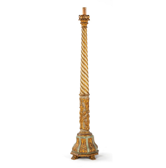 Richly Carved and Polychromed Antique Venetian Floor Lamp