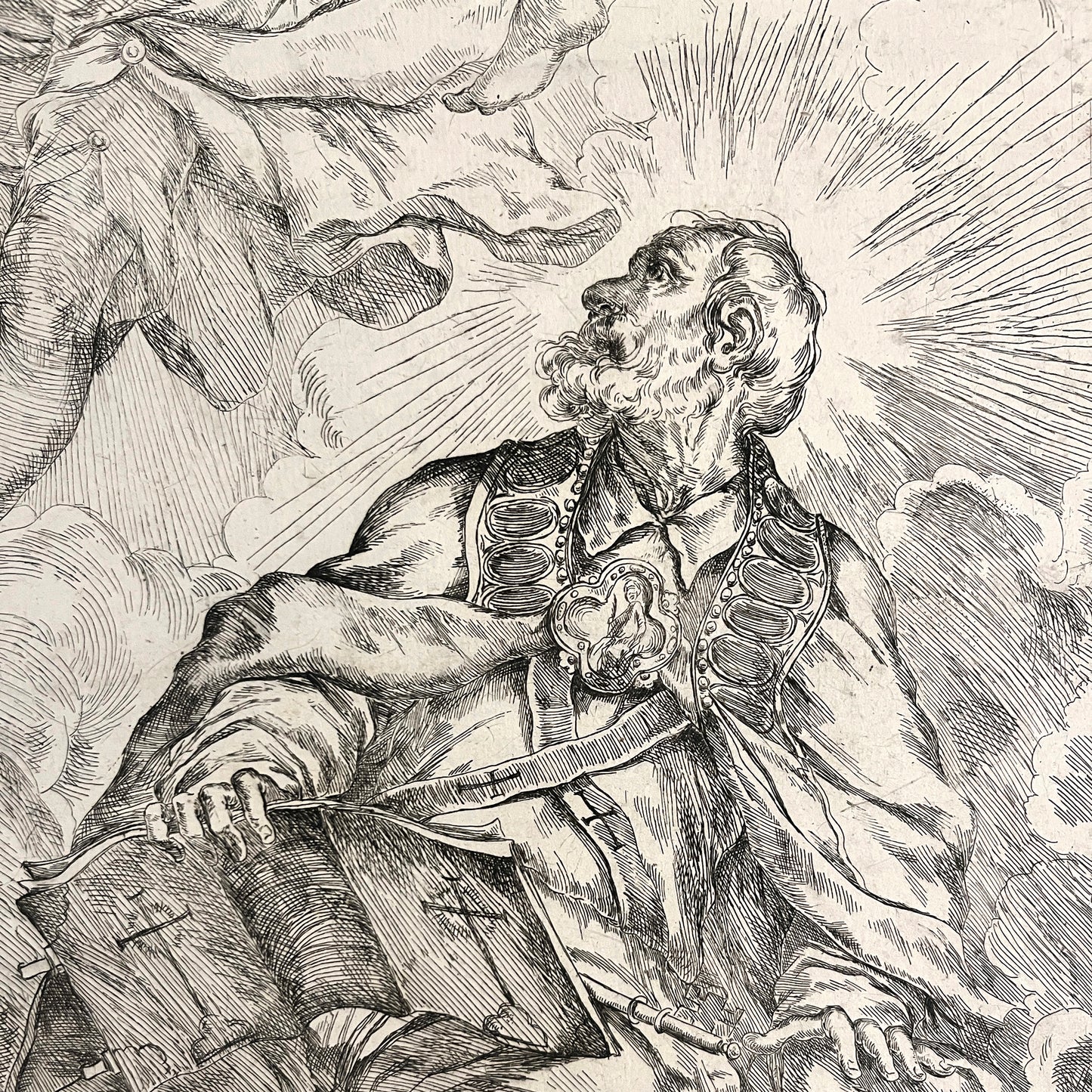 An unusually large 16th century Italian Etching of The Vision of St. Peter after Jacopo Tintoretto