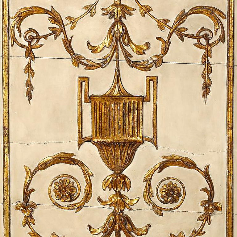 18th century Neo-Clasical Italian Carved, Painted and Gilt Architectural wall panel