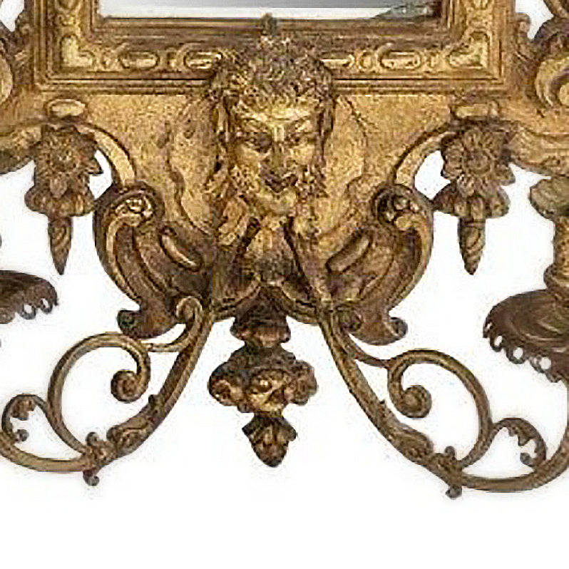 18th century Pair of elaborate Louis XVI Giltwood Mirrored Wall Candle Sconces