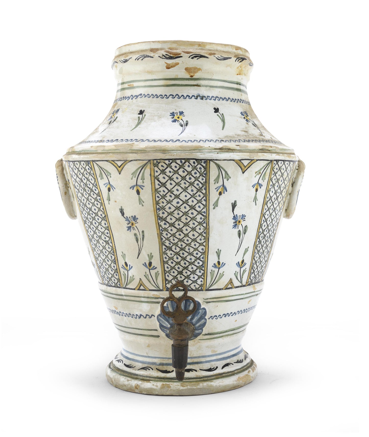 An 18th century French Faience Lavabo Wall Fountain with Spigot