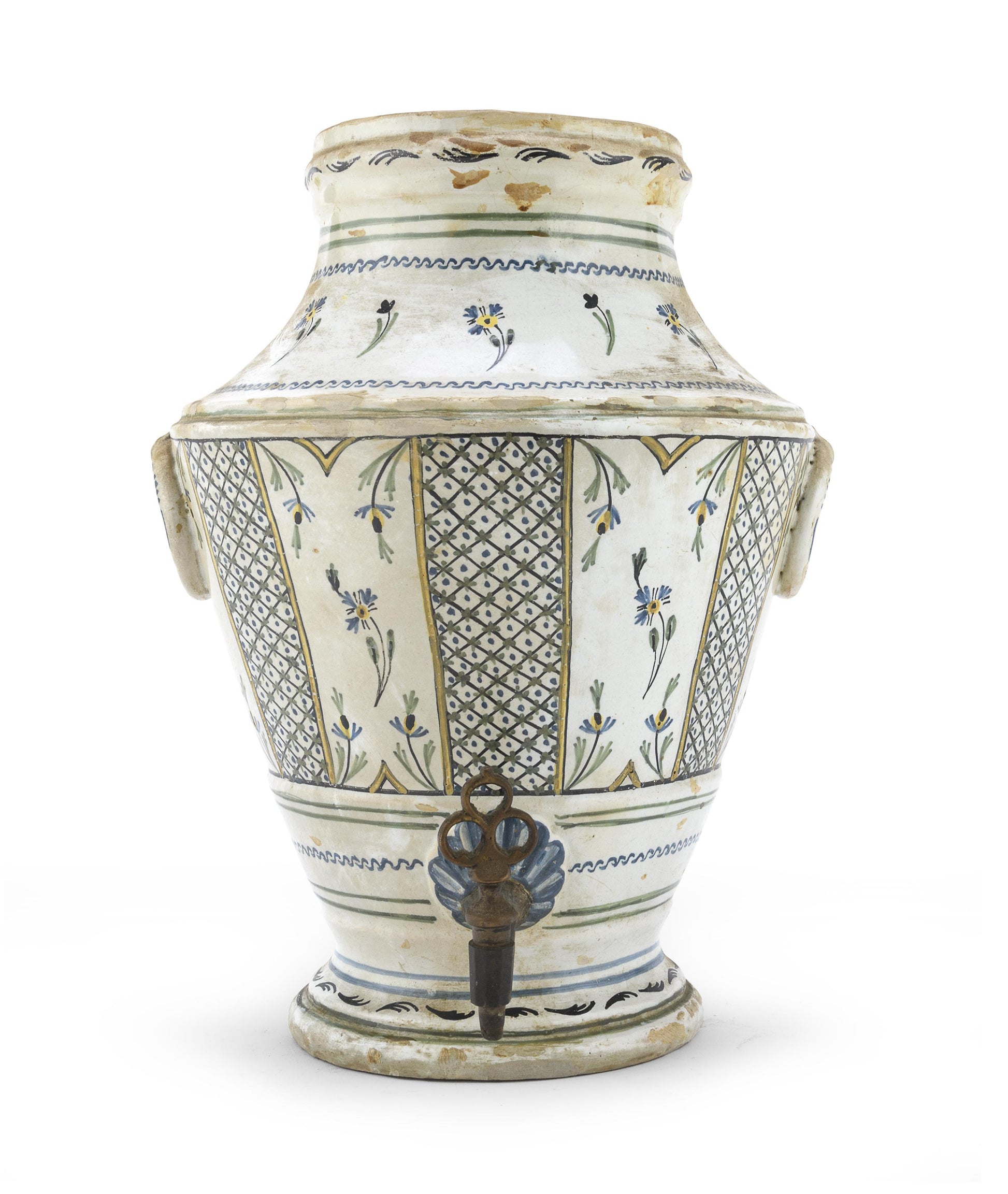 An 18th century French Faience Lavabo Wall Fountain with Spigot