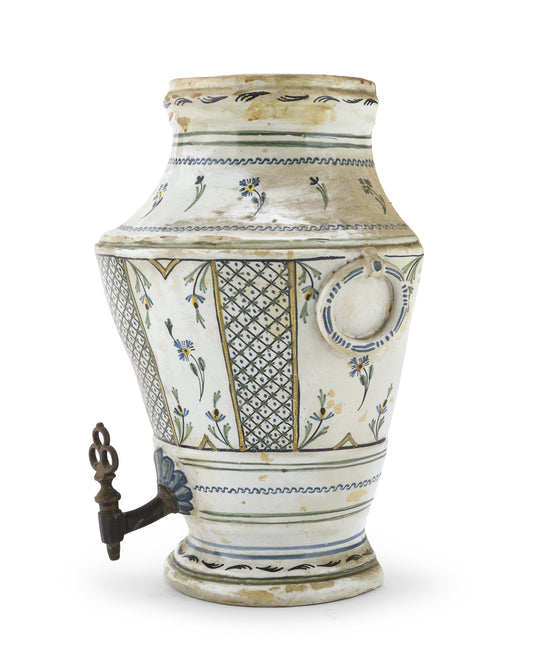 An 18th century French Faience Lavabo Wall Fountain with Spigot