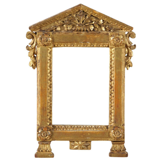 Antique Italian 18th century Giltwood Frame with a triangular pediment