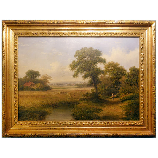 A Delightful 19th century Dutch Harvest Landscape Oil Painting