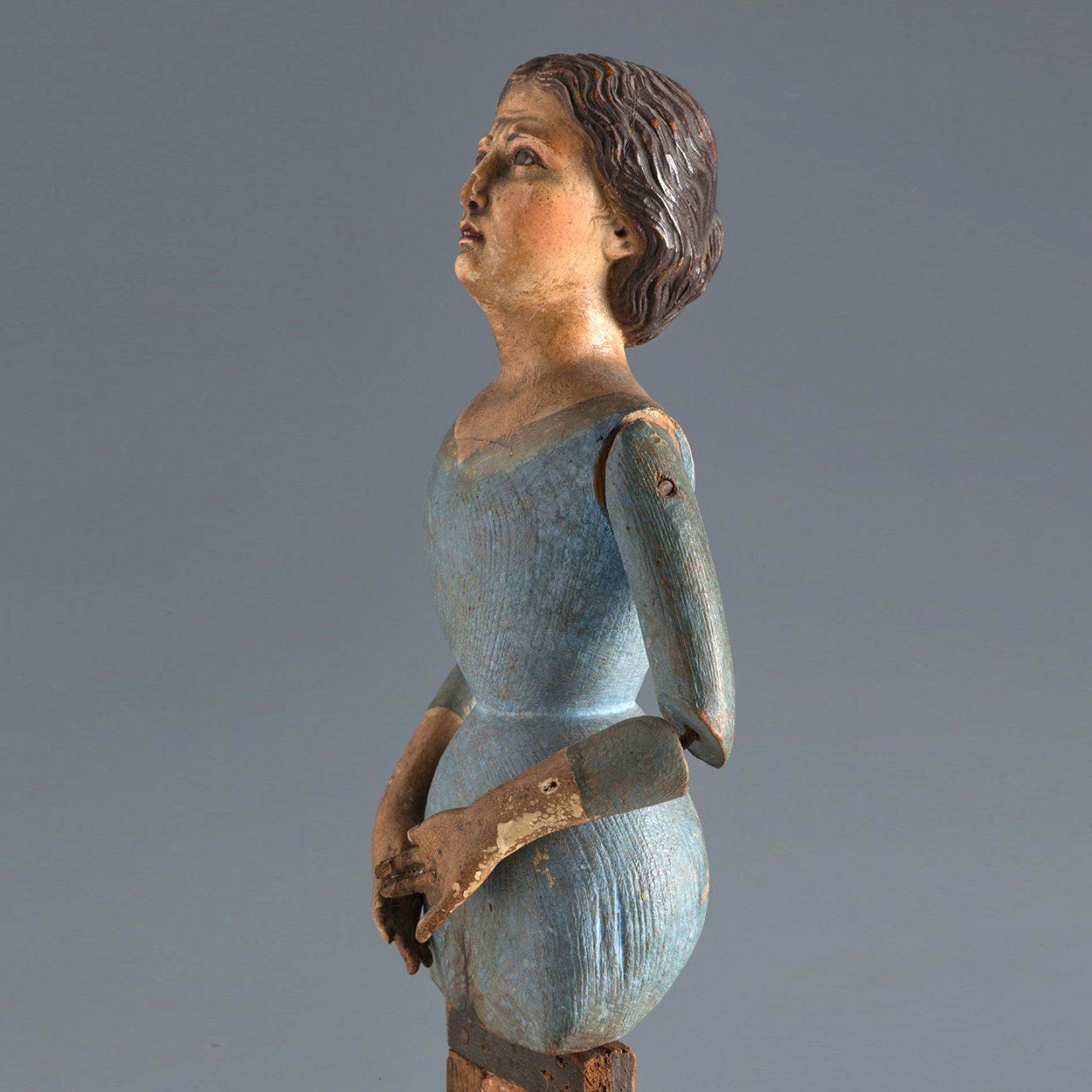 19th century Articulated Wooden Santos Figure of the Virgin Mary