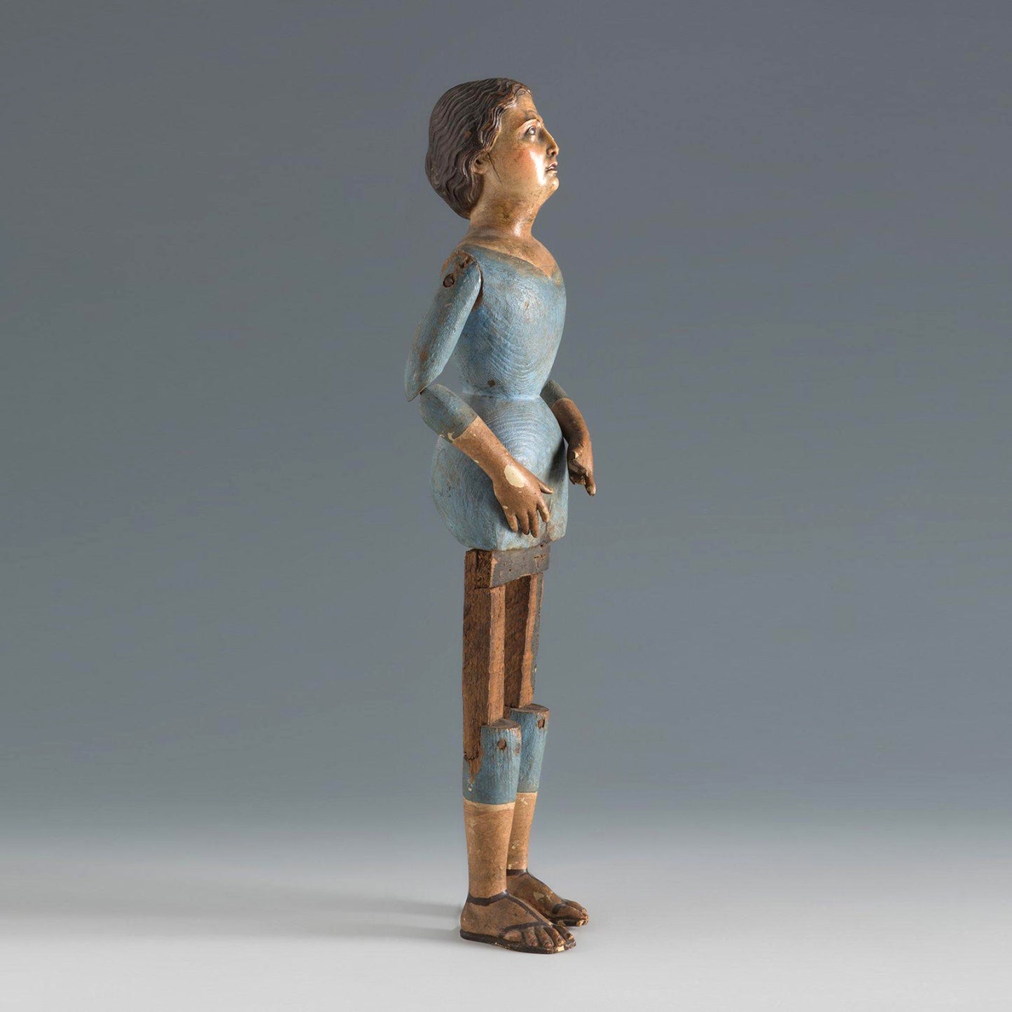 19th century Articulated Wooden Santos Figure of the Virgin Mary