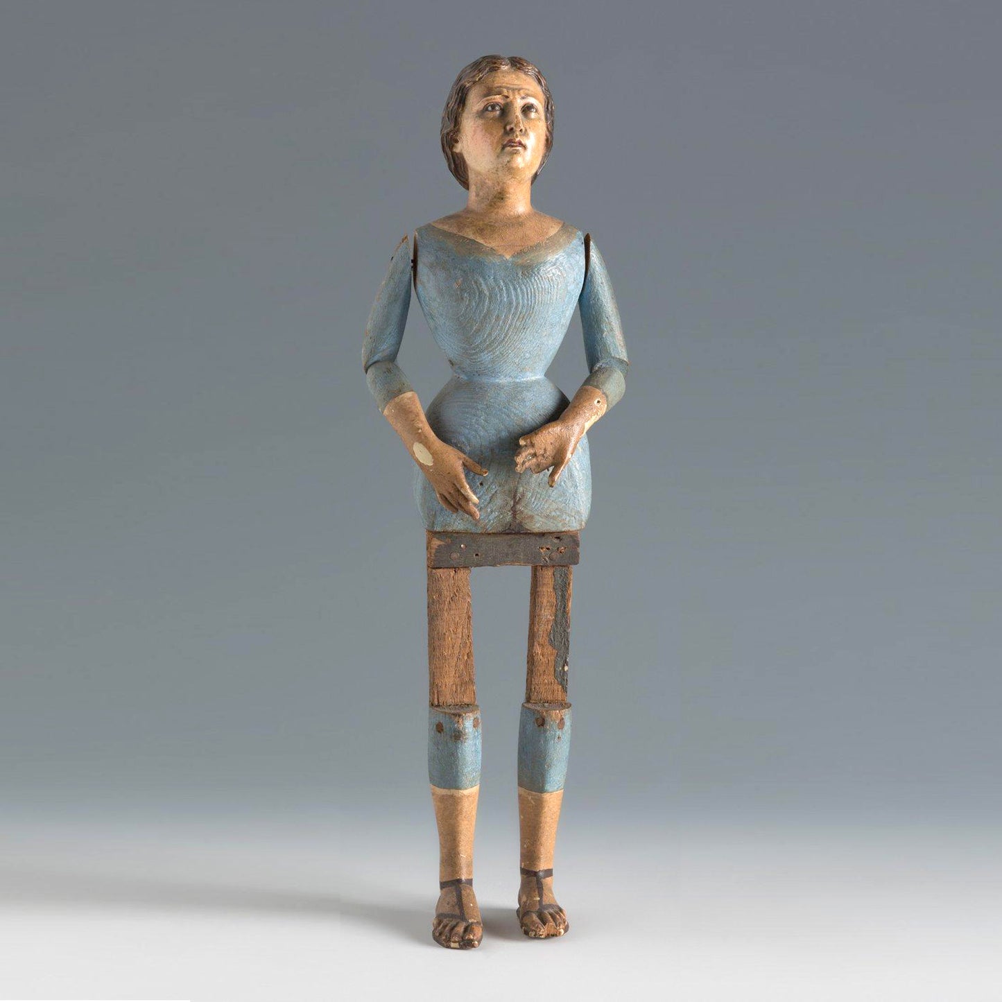 19th century Articulated Wooden Santos Figure of the Virgin Mary