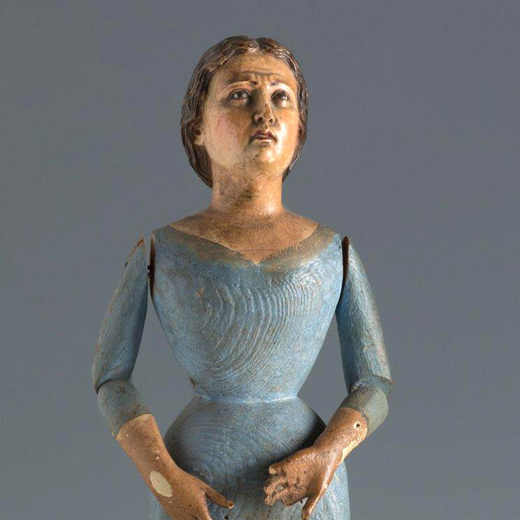 19th century Articulated Wooden Santos Figure of the Virgin Mary