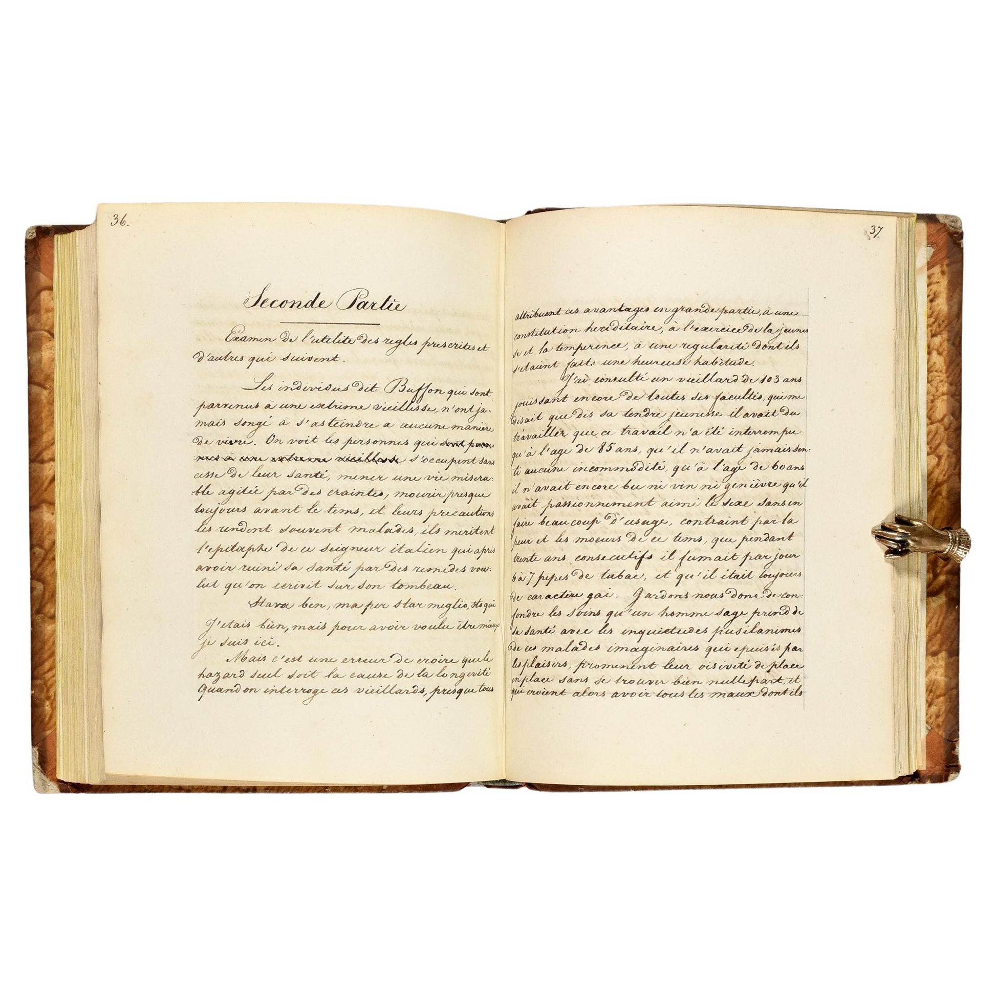 Early 19th century Hand Written French Manuscript on Hygiene and Longevity