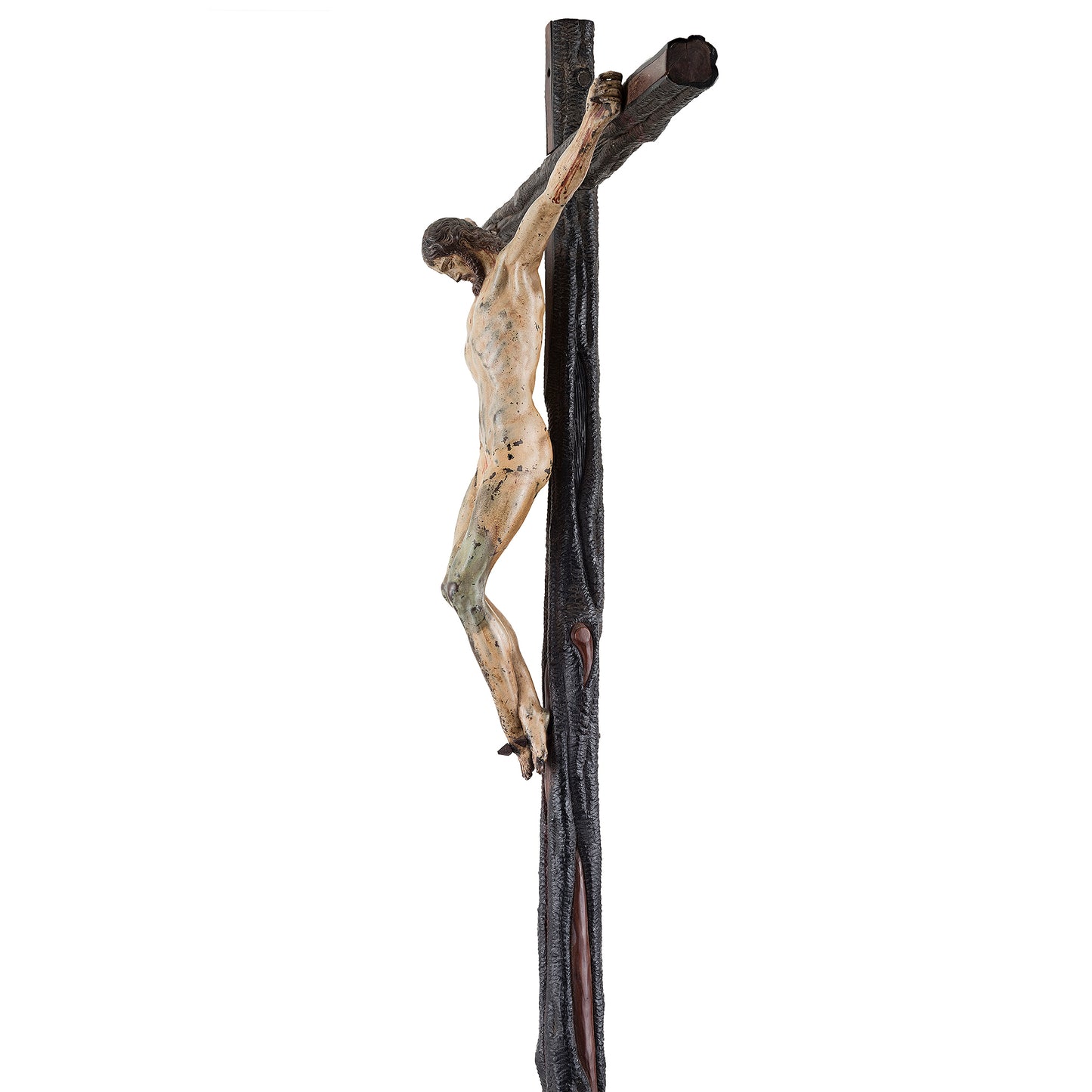 A Rare and Important Painted Bronze Crucifix, after a model by Michelangelo Buonarotti