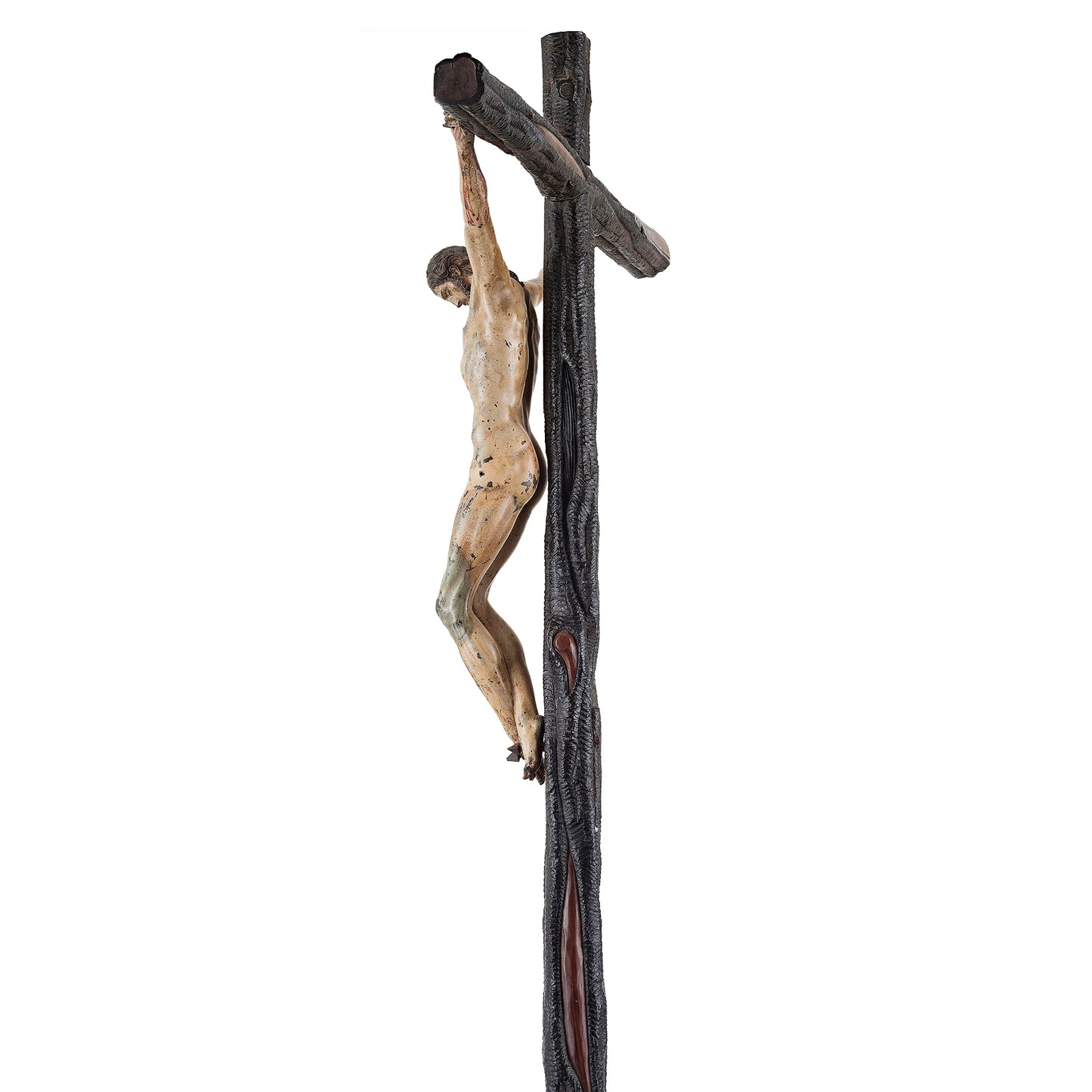 A Rare and Important Painted Bronze Crucifix, after a model by Michelangelo Buonarotti