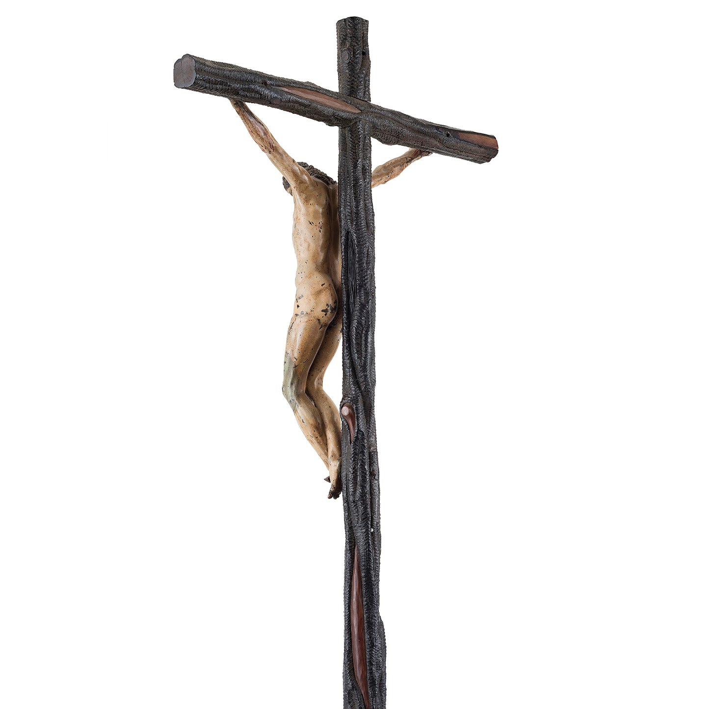 A Rare and Important Painted Bronze Crucifix, after a model by Michelangelo Buonarotti