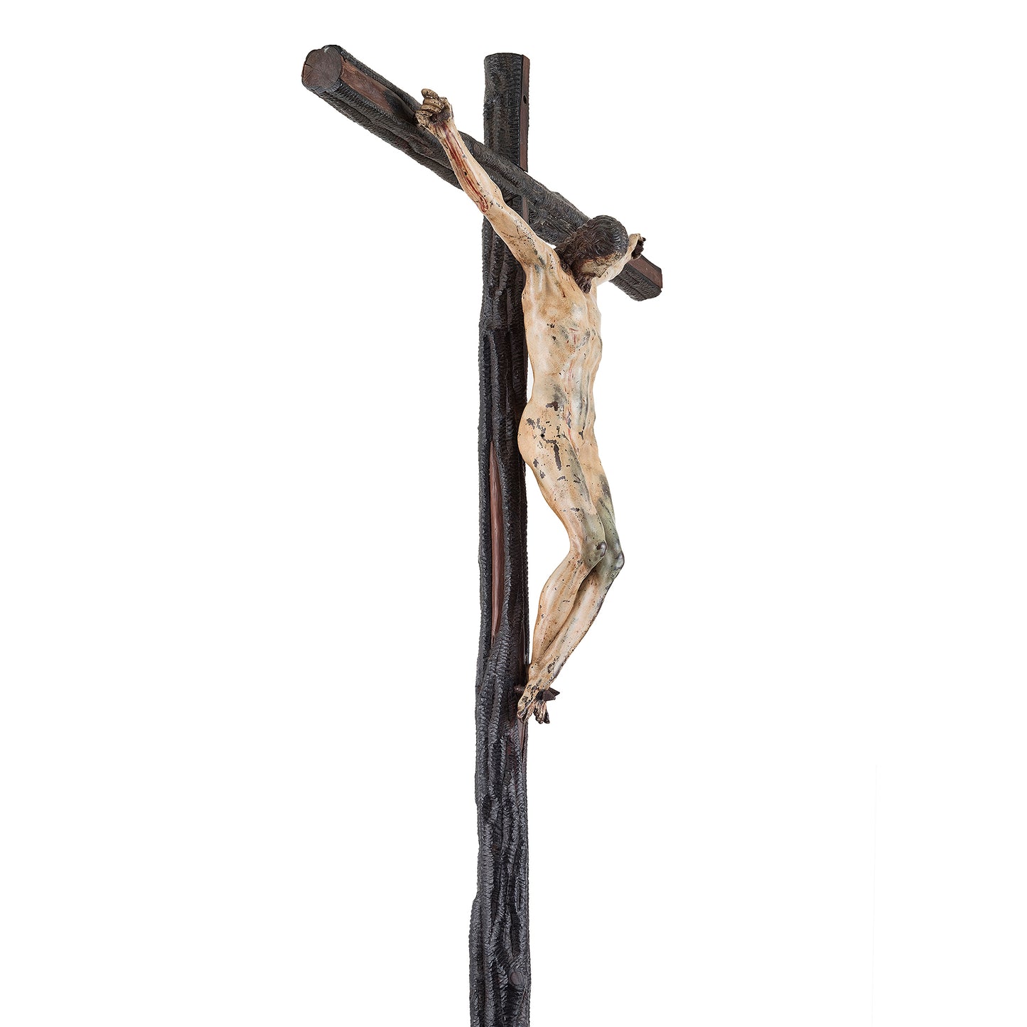 A Rare and Important Painted Bronze Crucifix, after a model by Michelangelo Buonarotti