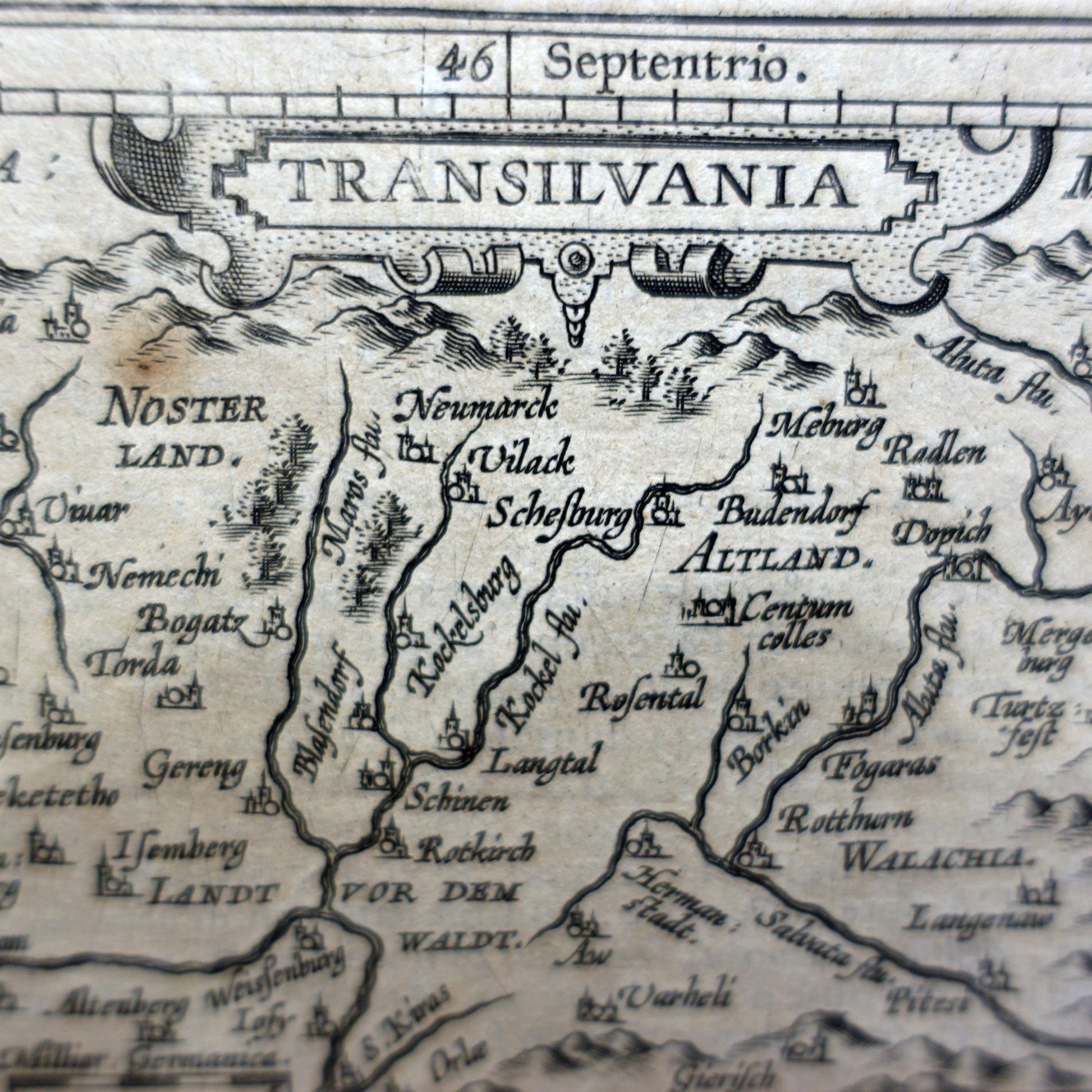 Detail of a 16th century map of Transylvania - a perfect Gothic Vampire collectible