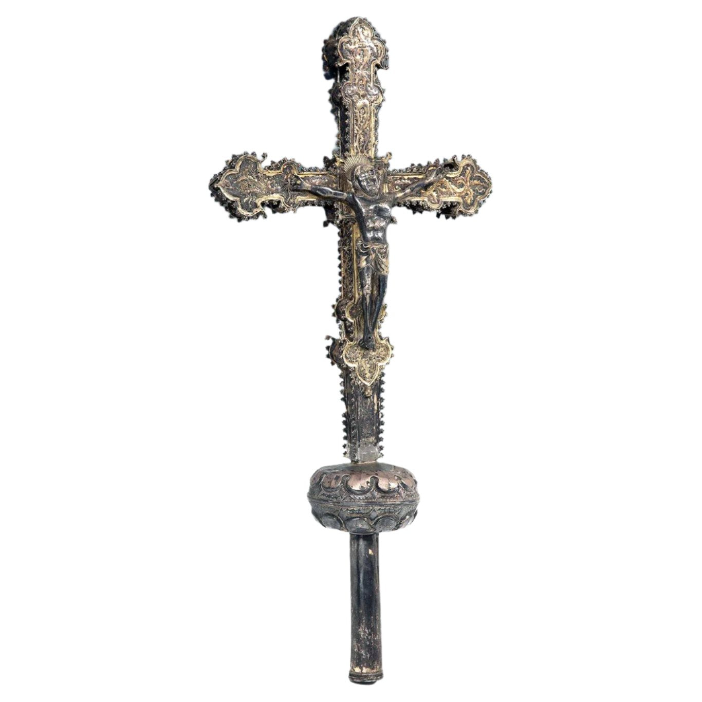 A 15th century Gothic Spanish Silver Processional Cross